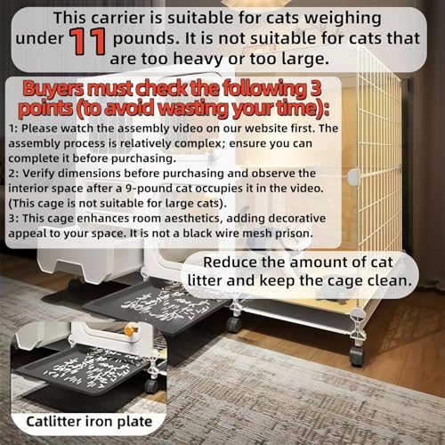 Indoor cat cage with Litter Box (42″(L) x18.2″(W) x32.4″(H))