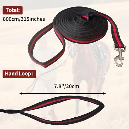 Lunge Line for Horse (Black&Red&Black / 26ft/8m)