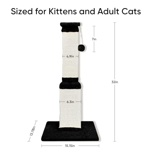 Cat Scratching Post for Indoor Cats (Black and White)