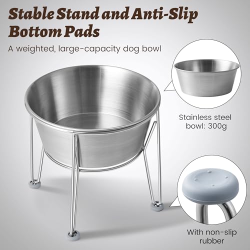 Elevated Dog Bowls for Large & Medium Dogs (8 Cups / Raised Bowl)
