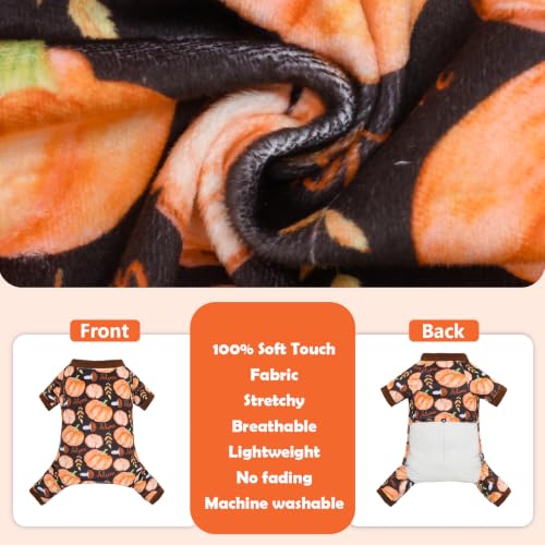 Dog Pajamas Thanksgiving Puppy Onesies Small Dogs Soft Pjs Coat Cat Apparel Comfy Pet Clothes Outfit Doggie Bodysuit P354S (Small / Autumn Pumpkins)