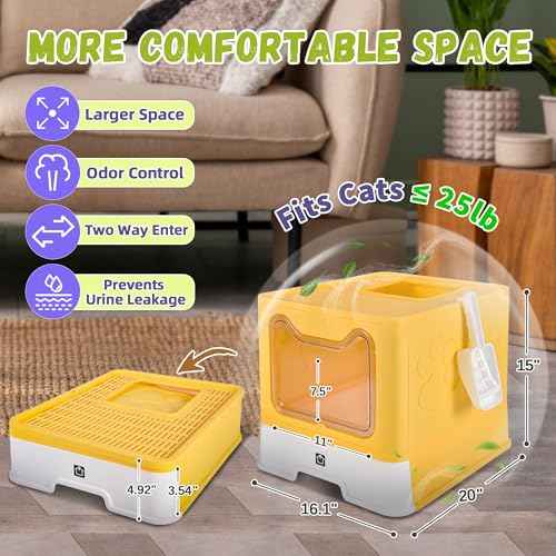 Covered Cat Litter Box (Yellow)