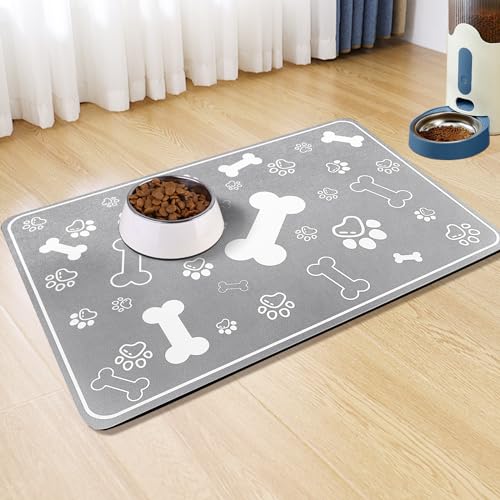 Pet Feeding Mat (29"L x 17"W / Square Grey)