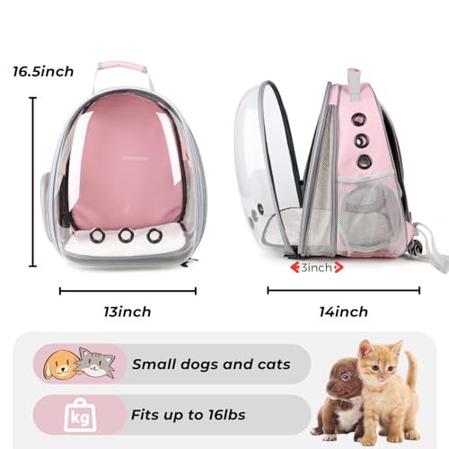 Expandable Bubble Cat Carrier Backpack (Front Expandable-Pink)