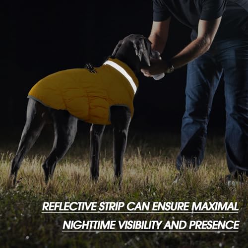 Dog Winter Coat Fleece Warm Small Dog Coat with Harness Built in (Yellow / S(chest:17in))