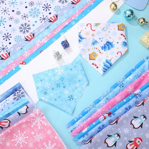 50 Pcs Winter Bandanas Bulk for Dogs Snowflake Cats Bandanas Charm Soft Triangle Bibs Adjustable Scarf for Small Medium Large Pets Winter Costume (Winter / 25.6 x 17.7 x 17.7 Inch)