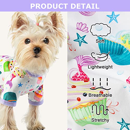 Dog Pajamas Pjs Spring Summer Dog Clothes for Small Dogs Girl (Purple Cake / X-Large（16-20 lb))