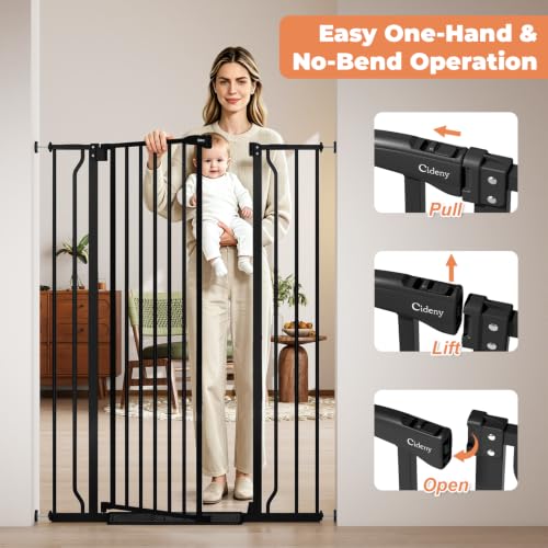 50" Extra Tall Baby Gate No Drilling (Black / 29-40"Wide, 50"Tall)