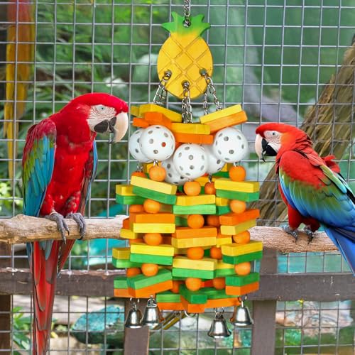 Parrot Toys 18 inches Bird Shredding Toys for Medium Large Parrots (Pineapple)
