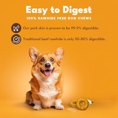 Roasted Pork Skin Dog Chew 3in Donuts Chicken 2ct (3.35 Ounce (Pack of 1))