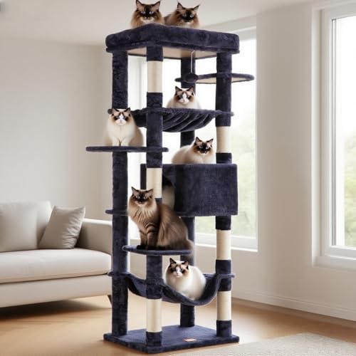 Cat Tree for Large Cats 20 lbs (Smoky Gray / 69 inch)