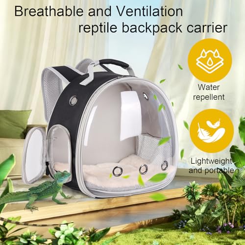 Portable Travel pet Backpack Carrier with Self Warming Pet Bed Set (Black)