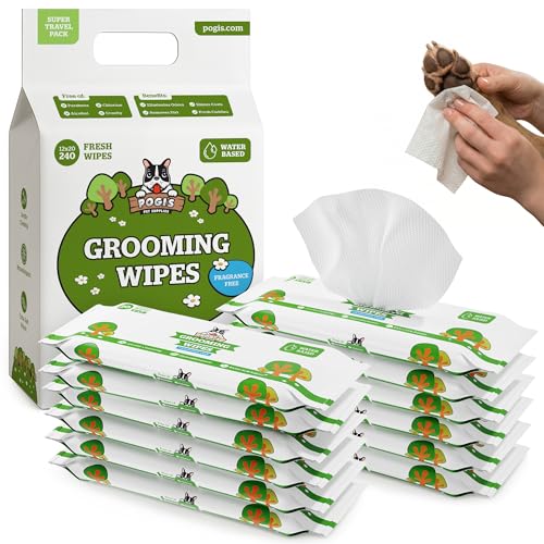 Pogi's Dog Grooming Wipes for Paws & Butt (240-count Travel Pack / Unscented)