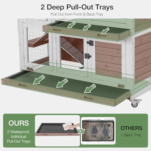 47.2" Two Story Rabbit Hutch with Wheels (Brown-AIR06)