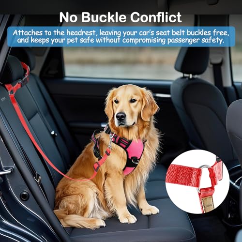 3 Pack Dog Seat Belt for Car (Red & Black & Purple)