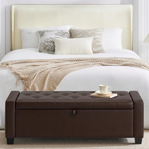 48" Ottoman with Storage (Dark Brown / 19.7"D x 48"W x 16.9"H)