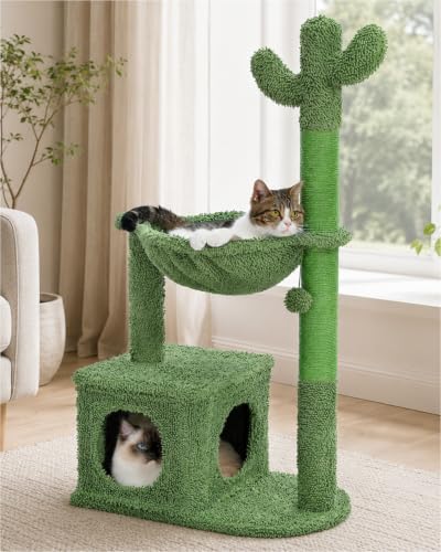40" Cactus Cat Tree with Hammock (40" / Cactus Green)