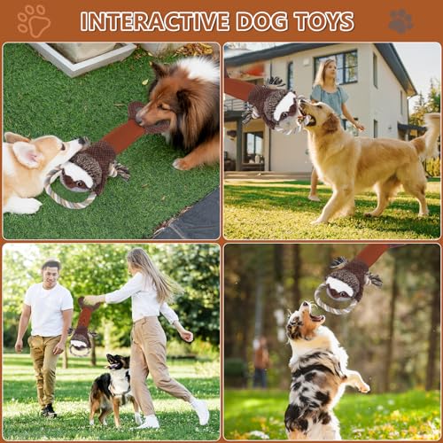 Large Plush Squeaky Dog Toys with Crinkle Paper (Brown01)