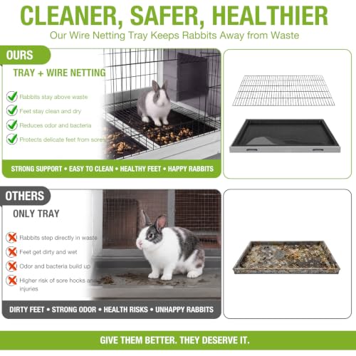 Rabbit Hutch Indoor Bunny Cage Outdoor Wood House with Wire Mesh
