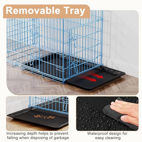 30" Foldable Metal Dog Crate (Blue)