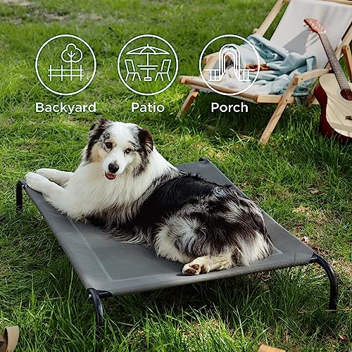 Outdoor Elevated Cooling XL Dog Bed for Extra Large Dog (Grey / 54"L x 35.4"W x 8"Th)