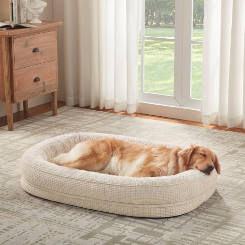 Orthopedic Dog Beds Large Sized Dog (Beige / 42"l X 32"w X 7.5"th)