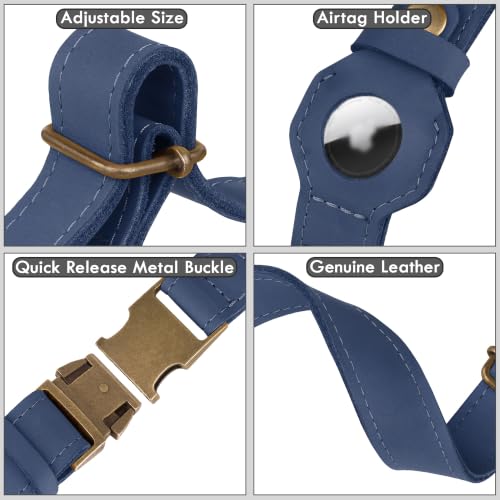 AirTag Dog Collar (Smoky Blue / S, 12"-15" Neck Fit)