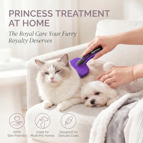Self Cleaning Slicker Brush for Dog and Cat Shedding (Purple)