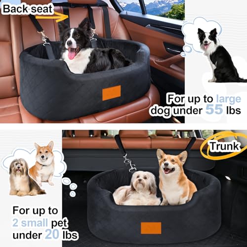 Dog Car Seat for Medium Dogs Up to 50 lbs (Black)
