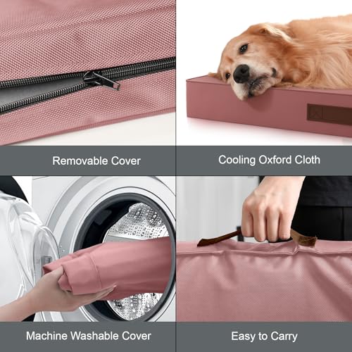 Waterproof Orthopedic Dog Crate Bed for Small Dogs & Cats (Pink / 23.0"L x 17.0"W x 2.5"Th)
