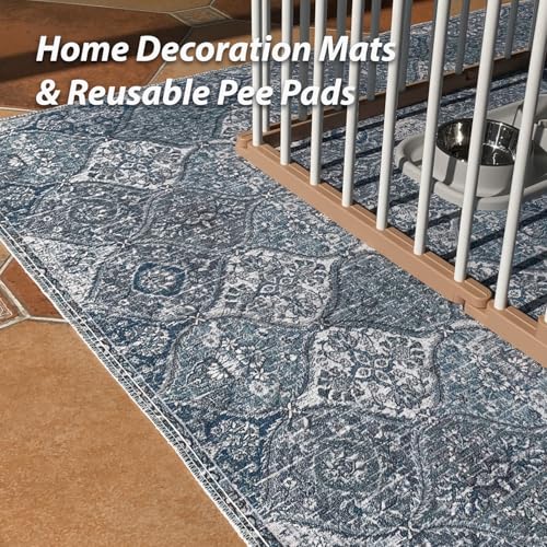 Washable Pee Pads for Dogs (24x48 Inch (Pack of 2) / Blue/Multi)