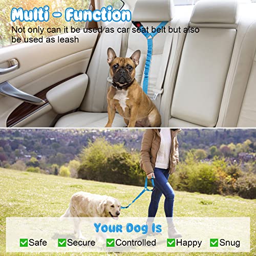 2 Pack Dog Seat Belt for Car (Blue)