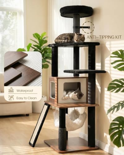 61" Modern Cat Tree (Walnut)