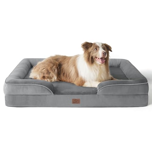 Orthopedic Dog Beds Large Sized Dog Washable Original Design (Grey / 38"l X 28"w X 6.5"th)