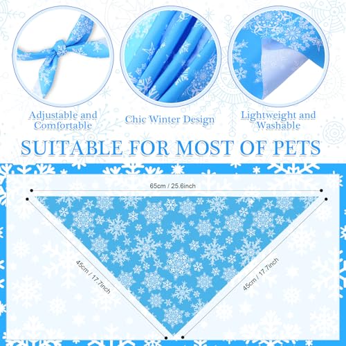 50 Pcs Winter Bandanas Bulk for Dogs Snowflake Cats Bandanas Charm Soft Triangle Bibs Adjustable Scarf for Small Medium Large Pets Winter Costume (Winter / 25.6 x 17.7 x 17.7 Inch)