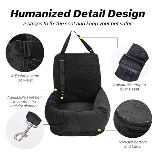 Dog Car Seat for Small Medium Dogs Pet Up to 40 lbs Black (Medium / Black)