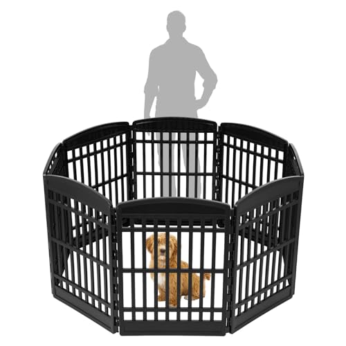 8 Panel Dog Playpen (Black / 8 Panel – 34" H)