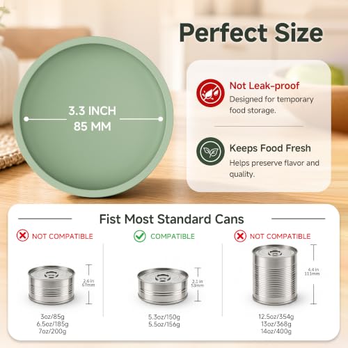 Silicone Pet Food Can Lids (3.3in/85mm(5.3-5.5oz) / Camo Green+Light Green)