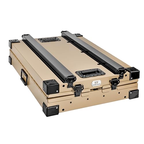 Aluminum Collapsible Dog Crate (Tan / 34.6"L x 25.2"W x 28.9"H)