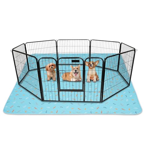 Washable Pee Pads for Dogs 72"x72" (Leaves - Sky Blue / 72x72 Inch (Pack of 1))