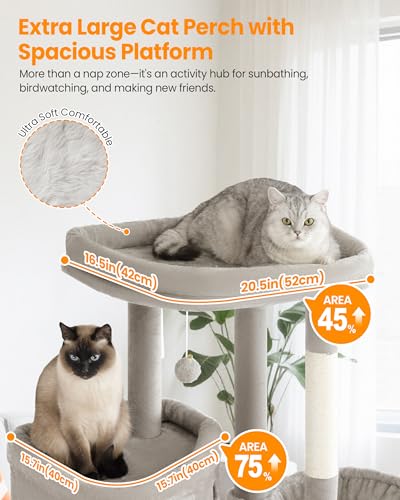 Cat Tree for Indoor Cats Large Adult (Light Grey / 84 Inch)