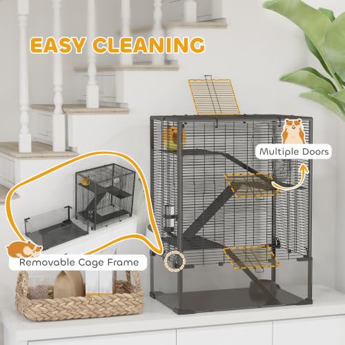 Large Hamster Cage 9" Deep Tempered Glass Bottom 24"x16"x31.5" Black (23.6"L x 15.7"W x 31.5"H)