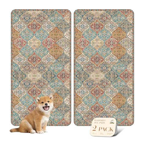 Washable Pee Pads for Dogs (24x48 Inch (Pack of 2) / Cream/Multi)