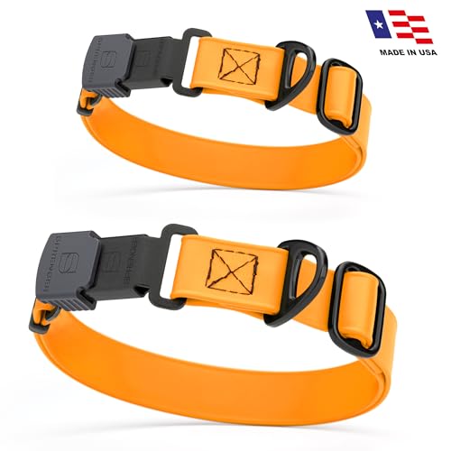 Biothane Waterproof Dog Collar with Herm Sprenger Black Stainless Steel Quick Release Buckle (W 1" x L 15"-25" / Tangerine Orange)