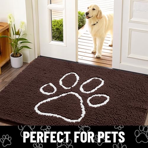 Dog Door Mat for Muddy Paws (70"X32" / Brown and White)