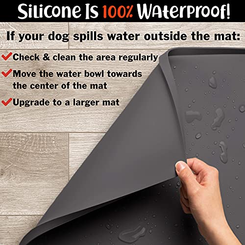 Dog Food Mat Waterproof Dog Bowl Mat for Food and Water (XX-Large: 32" x 24" / Shadow)