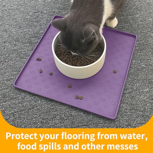 Dog Food Mat Anti (11.8"L x 11.8"W / Purple)