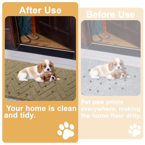 Dog Door Mat Dirt Trapper Mud Mat (24" x 59" / Light Taupe)
