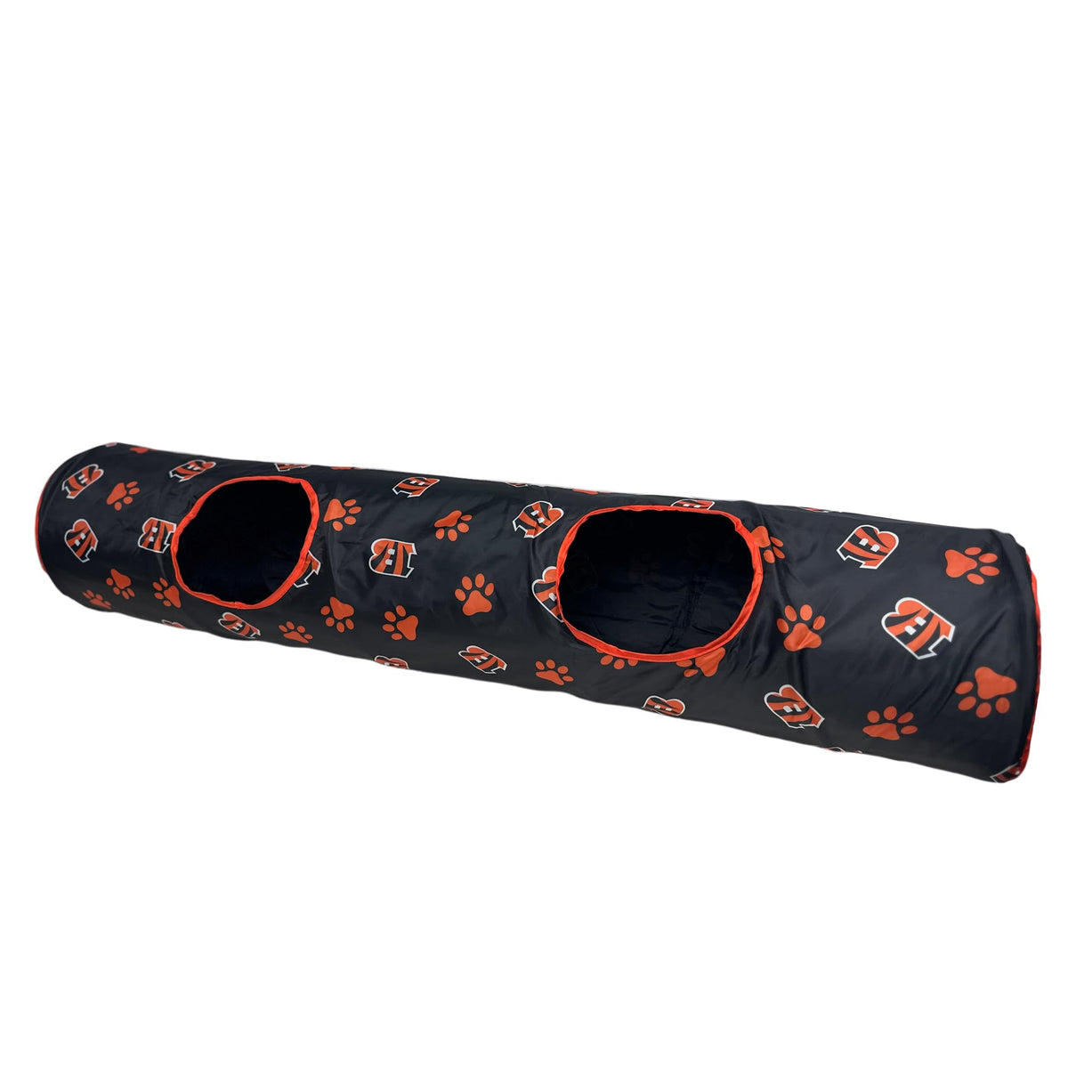 NFL Cincinnati Bengals Cat Tunnel Tube Toy with Plush Football Catnip and Feathers Collapsible Tunnel for Cats to Play (Cincinnati Bengals)