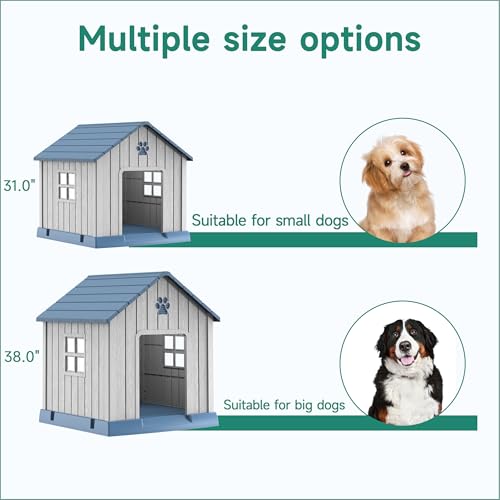 32in Large Outdoor Dog House (Blue / 31.18*33.7*32.52)